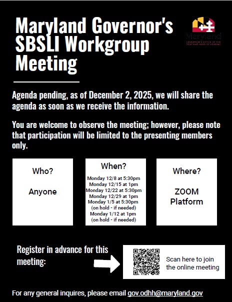 Gov Office Workgroup Meeting Dates for SBSLI