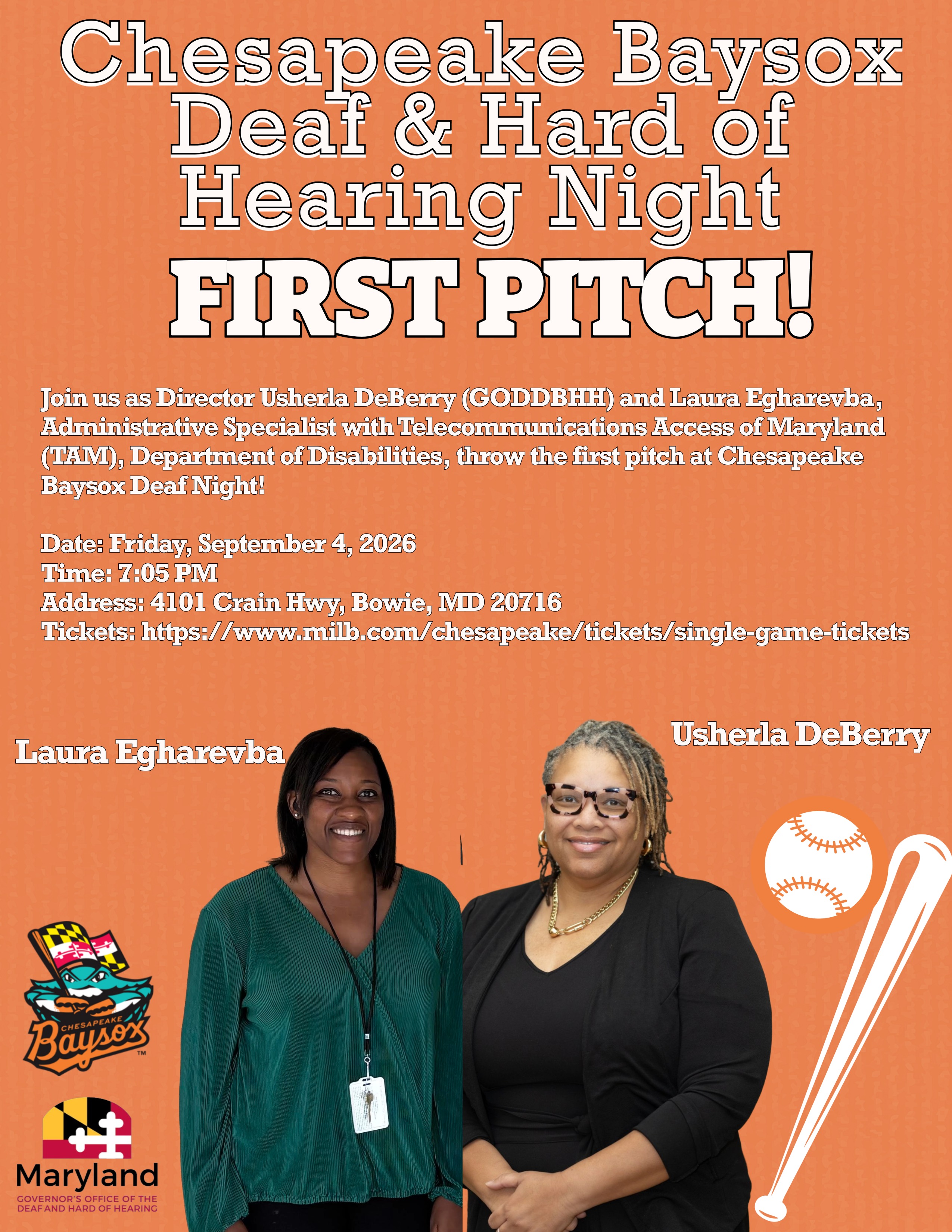 Baysox ODHH First Pitch Sept. 04, 2026
