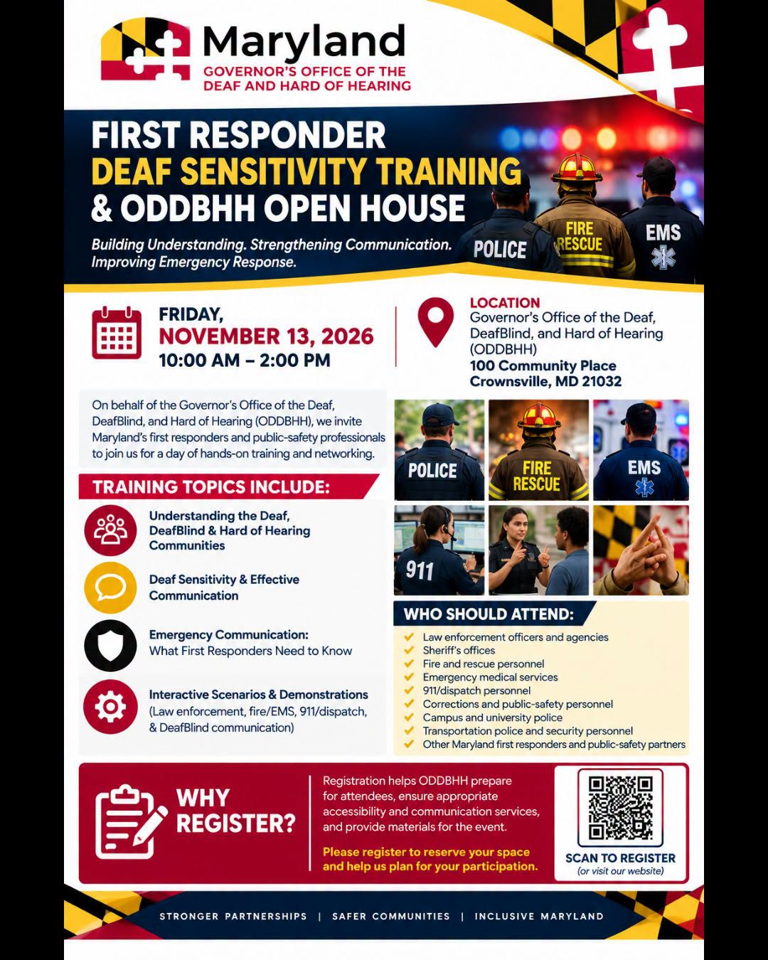 First Responders Training flyer November 13, 2026